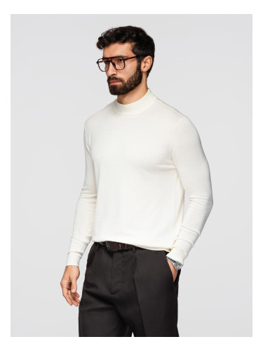 Ombre Men's knitted half turtleneck with viscose - cream
