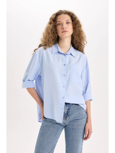 DEFACTO Oversize Wide Fit Poplin Long Sleeve Shirt