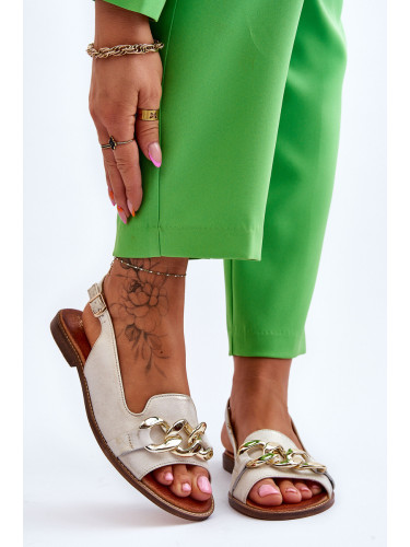 Boto Дамски кожени сандали Lewski Shoes 3230 Бежово-златисто