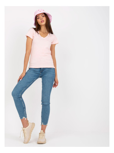 Light pink cotton v-neck t-shirt