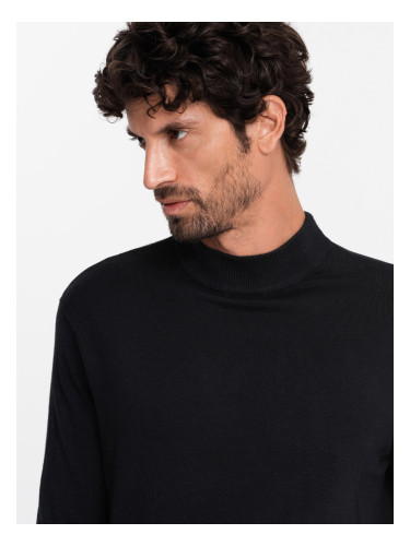 Ombre Men's knitted half-golf with viscose - black
