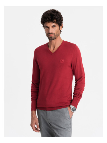 Ombre Elegant men's sweater with a v-neck - navy blue