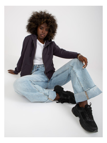 Graphite zip-up hoodie with pockets