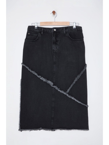 Trendyol Curve Anthracite Denim Plus Size Skirt