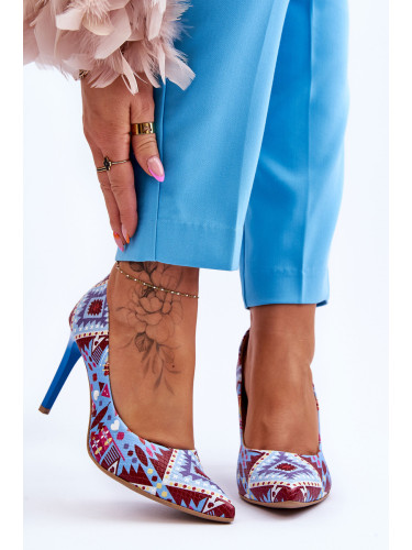 Boto Модни кожени обувки на висок ток Lewski Shoes 2659 Синьо-червени