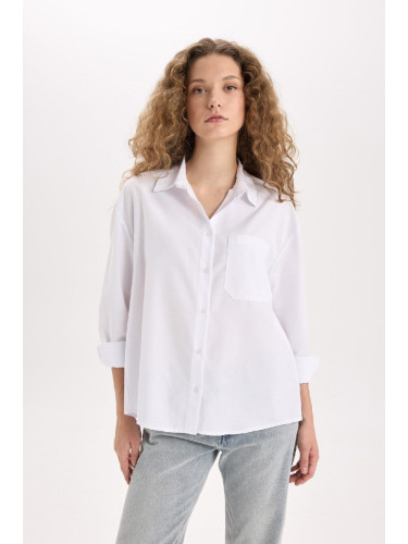 DEFACTO Oversize Wide Fit Poplin Long Sleeve Shirt