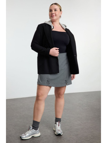 Trendyol Curve Grey Bowknot Woven Plus Size Shorts & Bermuda