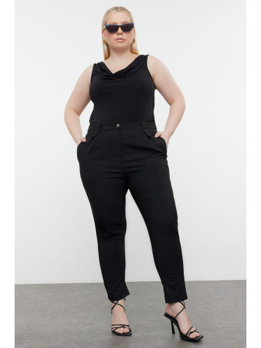 Trendyol Curve Black Carrot High Waist Polyviscose Woven Plus Size Fabric Trousers