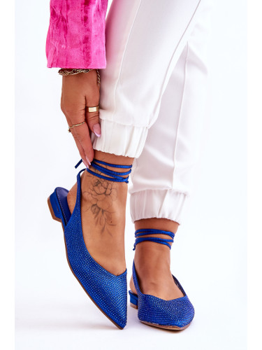 Boto Вързани балерини със кристали Blue Mavis