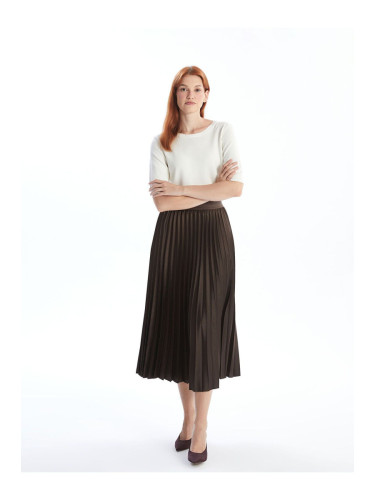 LC Waikiki Lcwk Elastic Waist Satin Women Pleated Skirt