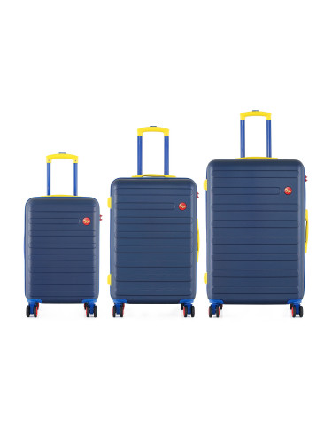 Semiline Unisex's 3-in-1 ABS Suitcases Set T5847-0 Navy Blue