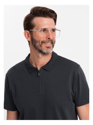 Ombre Men's zippered collar polo shirt - black