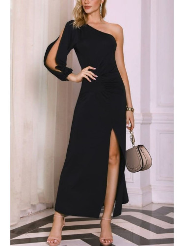 Trendyol Black Body-Fitting One Sleeve Long Stylish Evening Dress