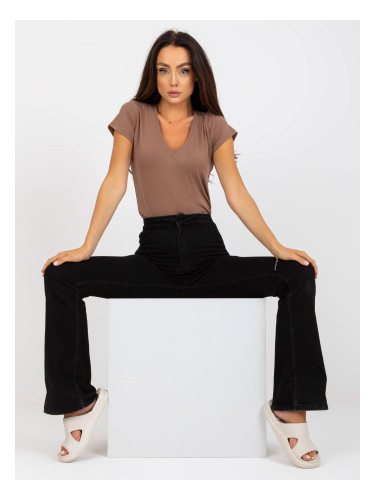 Brown cotton v-neck t-shirt