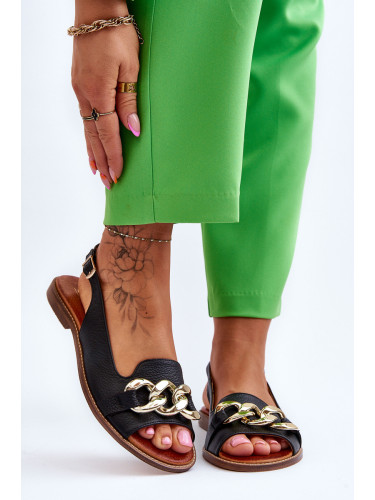 Boto Дамски кожени сандали Lewski Shoes 3230 Black Peas