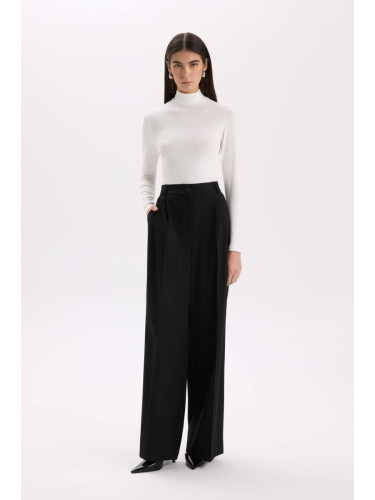 DEFACTO Pants Wide Leg Long Length Pocket High Waist Wide Leg