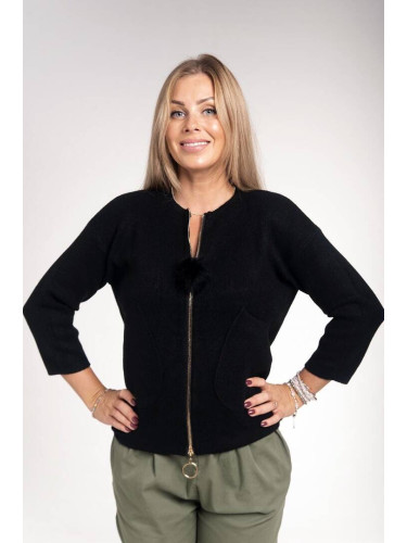 Black soft sweater with zipper closure