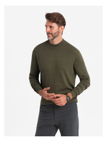 Ombre Men's knitted half turtleneck with viscose - mustard