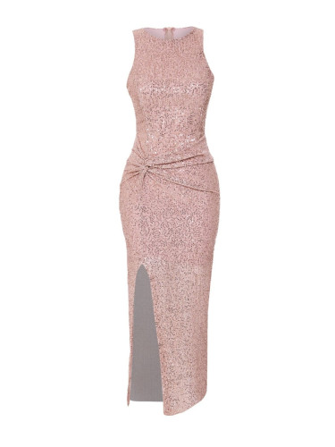 Trendyol Powder Body-Smoothing Glittery Sequined Knitted Sequin Chic Evening Dress