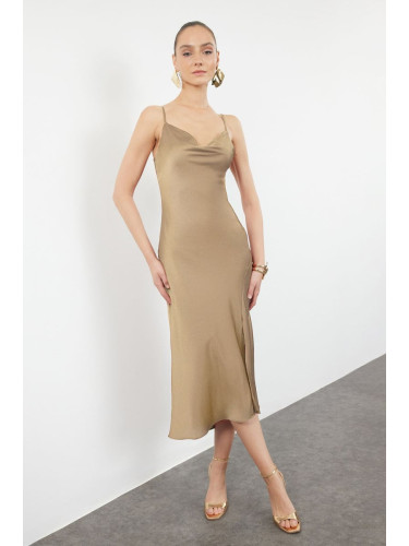 Trendyol Mink Lined Woven Satin Evening Dress