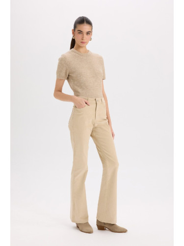 DEFACTO Flare Fit Pocket High Waist Flare Leg Corduroy Trousers