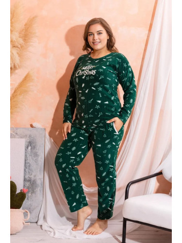 Trendyol Curve Green Christmas Patterned Knitted Pajama Set