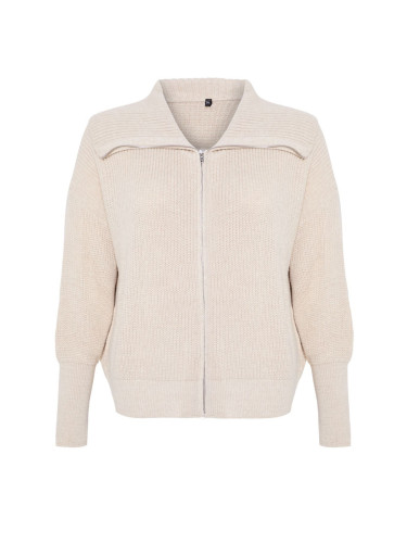 Trendyol Curve Stone Overturned Collar Zippered Crop Knitwear Cardigan