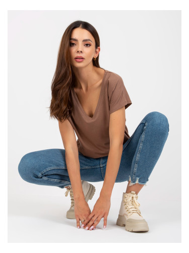 Cappuccino cotton v-neck t-shirt BASIC