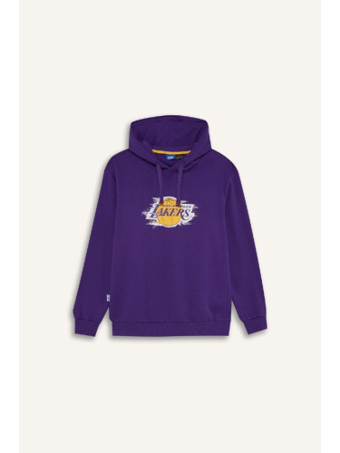 DeFactoFit NBA Los Angeles Lakers Standard Fit Hooded Printed Thick Sports Sweatshirt