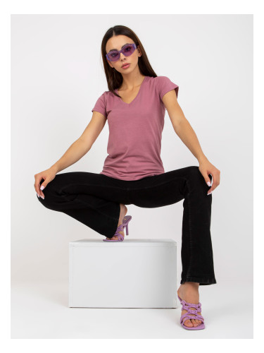 Dark pink cotton v-neck t-shirt