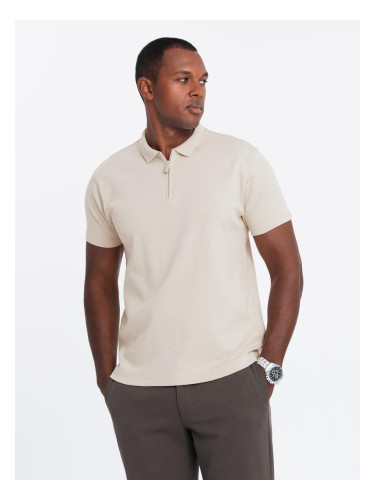 Ombre Men's polo shirt with zippered collar - cream