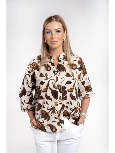 Brown shirt with floral print