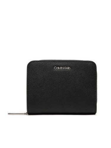 Малък дамски портфейл Calvin Klein Ck Must Md Zip Around_Caviar K60K612831 Черен