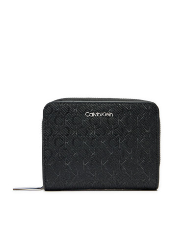 Малък дамски портфейл Calvin Klein Ck Must Medium Zip Around_Mono K60K612825 Черен