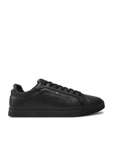 Сникърси Tommy Hilfiger Icon Court Lth Flag Ess FM0FM05317 Черен