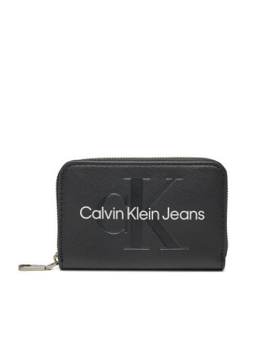 Малък дамски портфейл Calvin Klein Jeans Zip Around Mono K60K612255 Черен