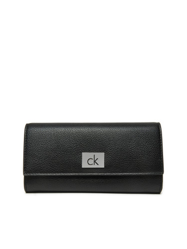 Голям дамски портфейл Calvin Klein Ck Plaque Large Trifold K60K612839 Черен