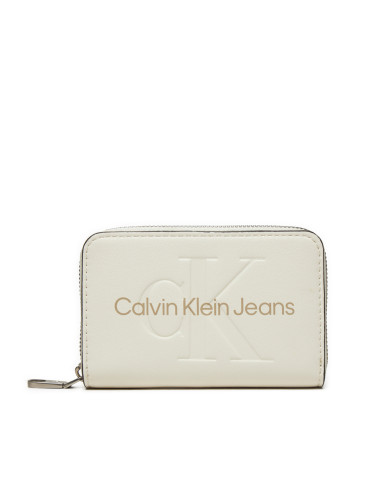 Малък дамски портфейл Calvin Klein Jeans Zip Around Mono K60K612255 Бял