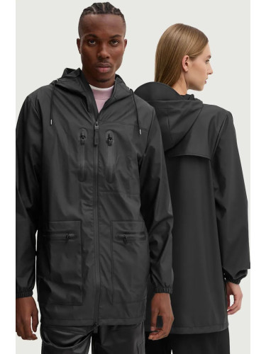 Яке Rains Cargo Long Jacket W3 в черно преходен модел 12060-01