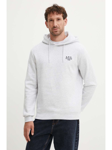 Суичър A.P.C. hoodie standard rue madame GOTS в сиво с качулка с меланжов десен COHBV.M27914