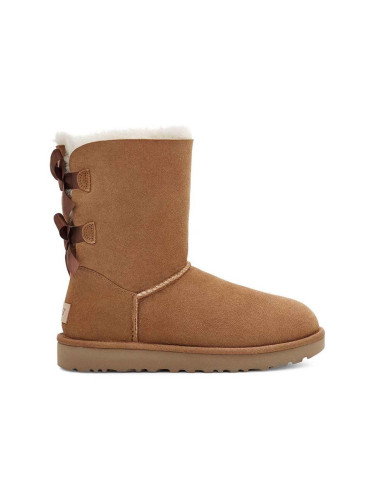 Кожени чехли UGG Classic Bailey Bow II в кафяво с равна подметка с изолация 1016225-CHE