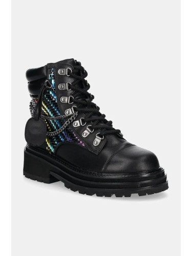 Кожени кубинки Kurt Geiger London Chelsea Combat Boot в черно с платформа 3423805019