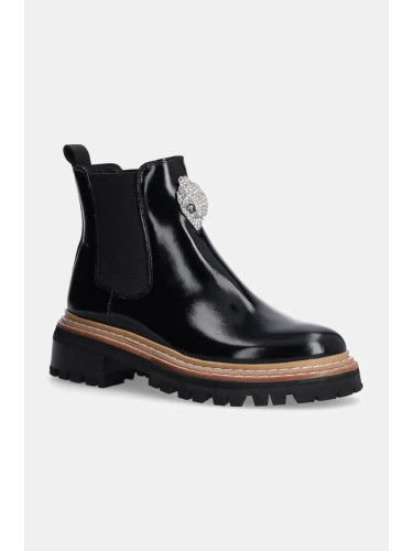 Кожени боти челси Kurt Geiger London Belgravia Chelsea Boot в черно с платформа 3491900309