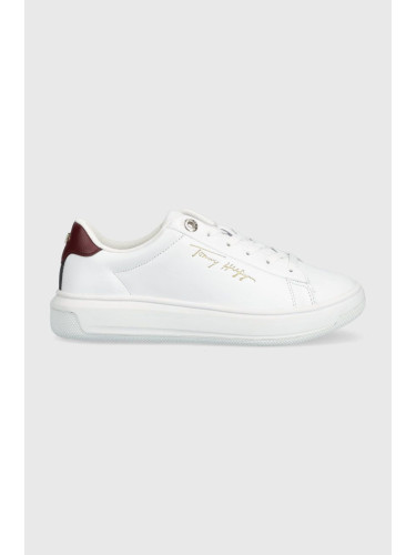 Кожени маратонки Tommy Hilfiger Signature Court Sneaker в бяло