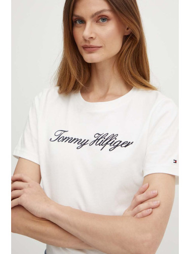 Памучна тениска Tommy Hilfiger в бяло WW0WW43459