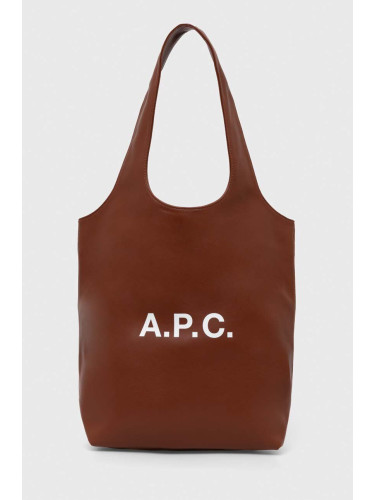 Чанта A.P.C. tote ninon small в кафяво PUAAT.M61861