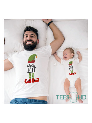 Комплект Тениска + Боди - Daddy elf, baby elf