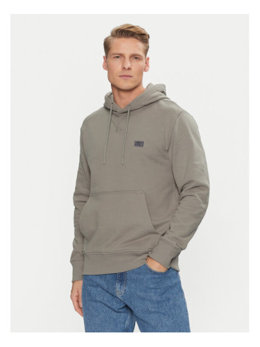 Calvin Klein Jeans Суитшърт Woven Label Hoodie J30J327113 Зелен Regular Fit