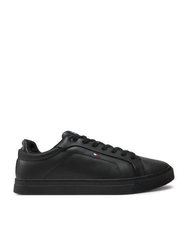 Tommy Hilfiger Сникърси Icon Court Lth Flag Ess FM0FM05317 Черен