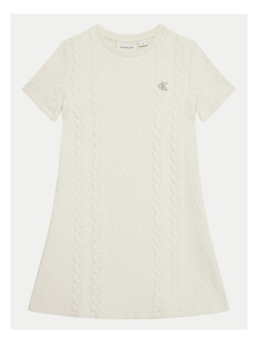 Calvin Klein Jeans Плетена рокля IG0IG02772 Екрю Regular Fit